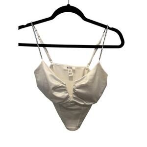 Privy Women's White V-Neckline Sleeveless Tank Top Size Small